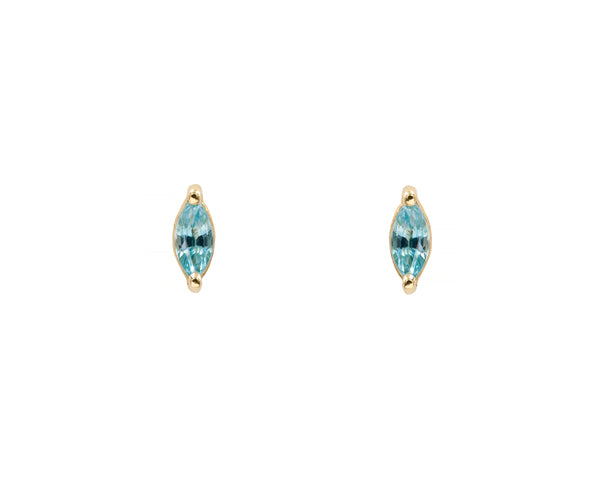 Blue Zircon Marquise Studs (Ready to Ship)