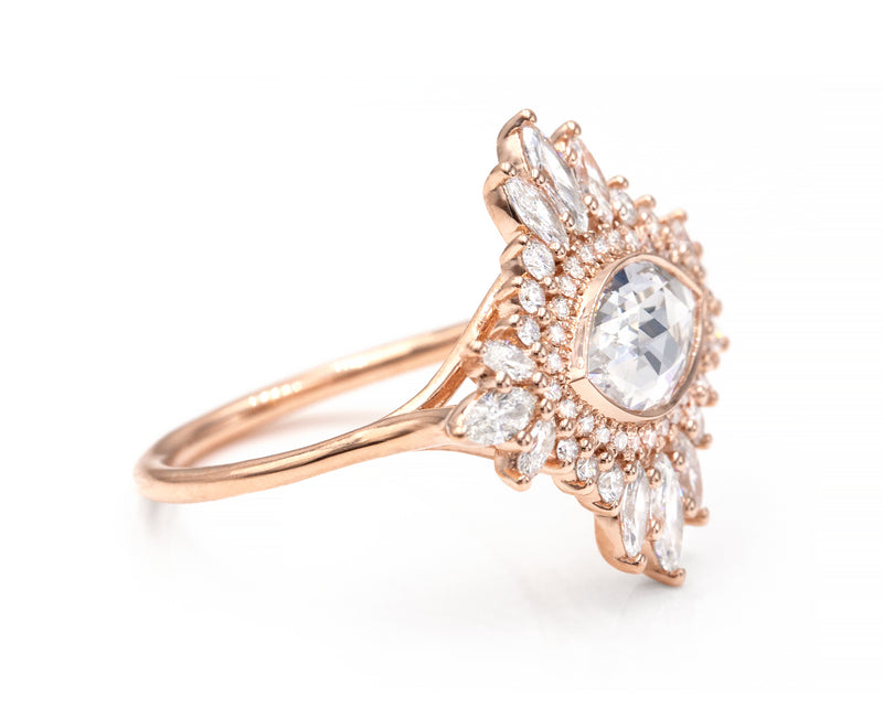 Marquise diamond cluster ring side profile