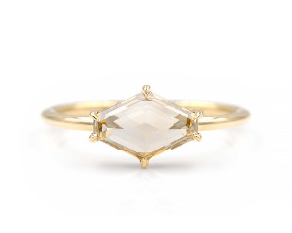 1.42-Carat Champagne Hexagon Solitaire Ring