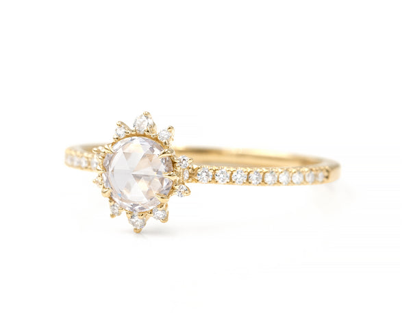 Lyra White Diamond Halo Ring