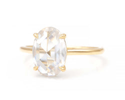 Rose Cut Oval Moissanite Solitaire Ring