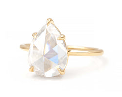 Rose Cut Pear Moissanite Solitaire (Ready to Ship)