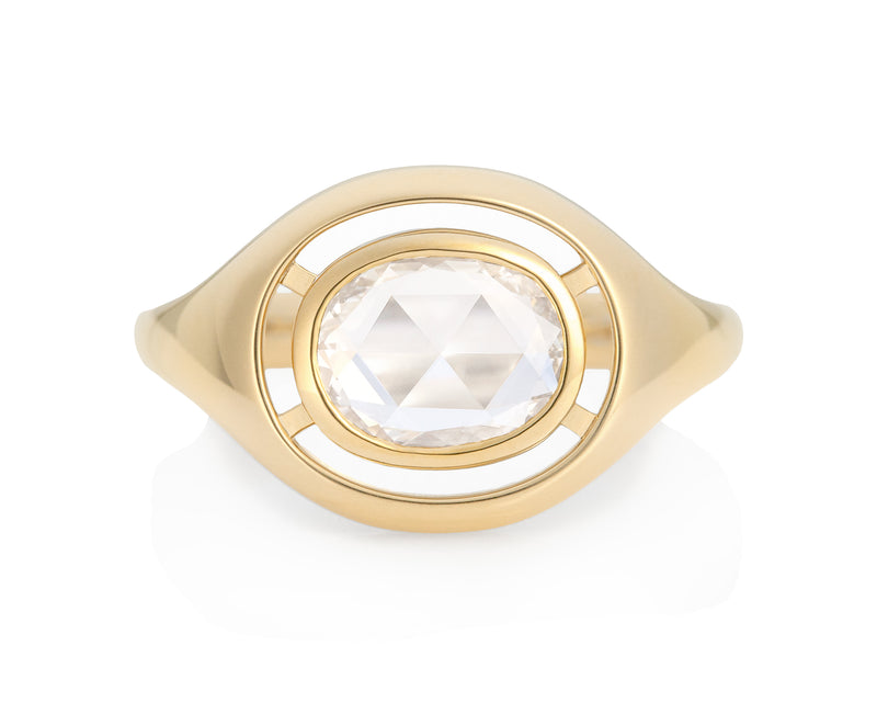 Rose Cut Oval Diamond Virgil Ring