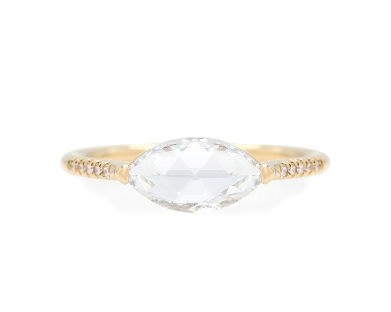 0.98-Carat Rose Cut Marquise Diamond Ring (Ready to Ship Size 7)