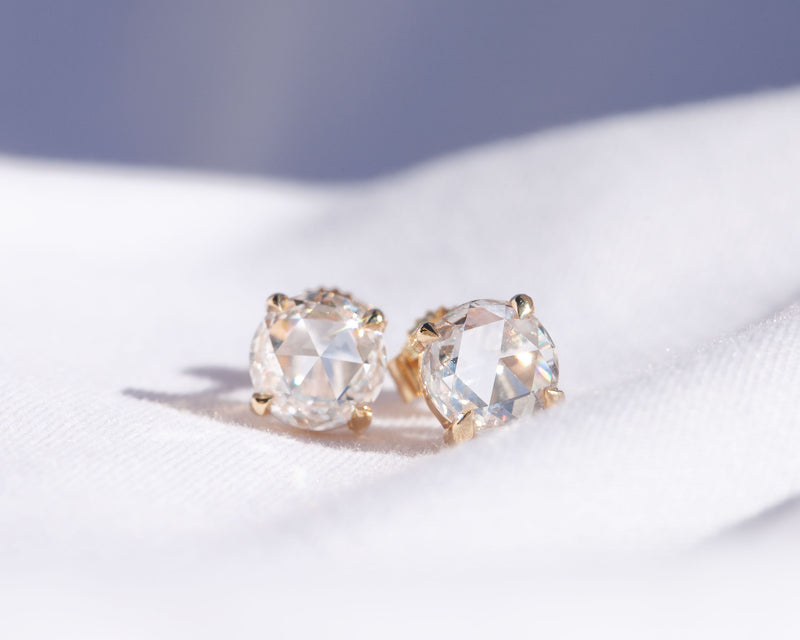 1 Carat Rose Cut Diamond Studs