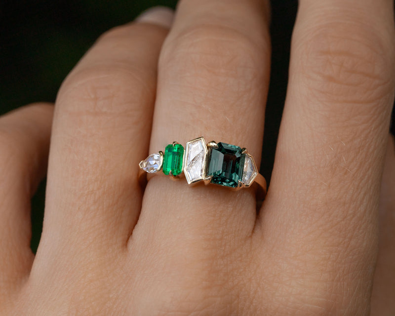 Teal Patchwork Ring