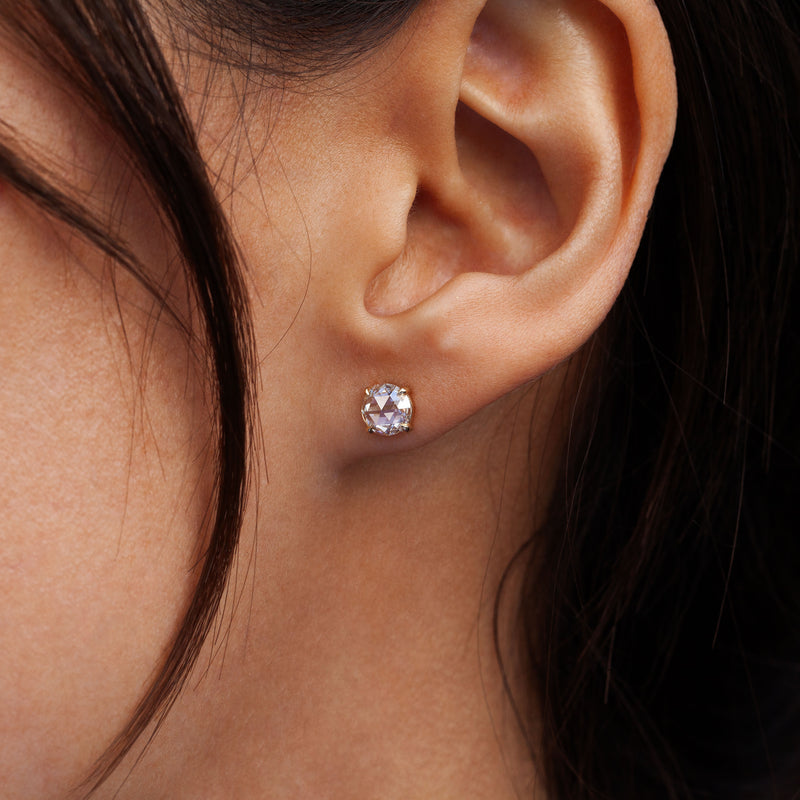 1 Carat Rose Cut Diamond Studs