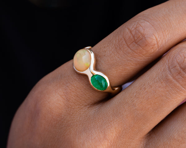 Emerald & Opal Elsewhere Ring (Ready to Ship Size 7)