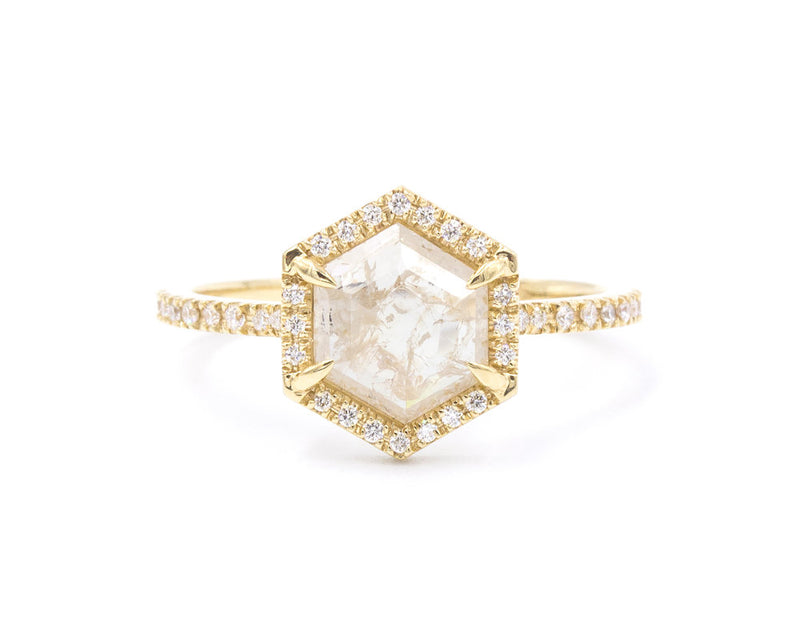 Everett Fine Jewelry 1.07 Carat Grey Winter Hexagon Halo Ring