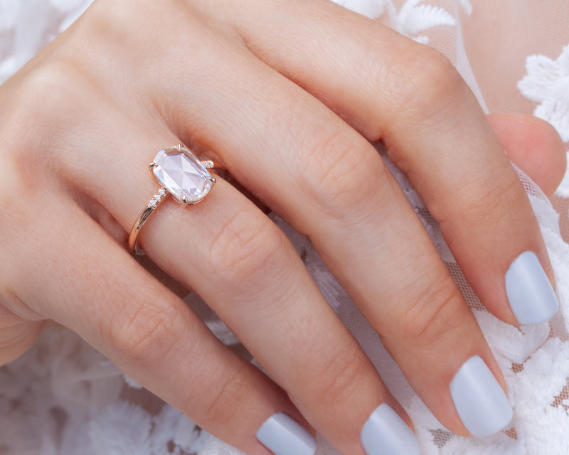 Rose Cut Diamond Ring on finger