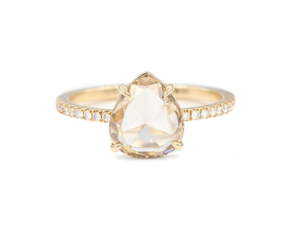 Everett Fine Jewelry 1.56-Carat Champagne Rose Cut Pear Diamond Solitaire