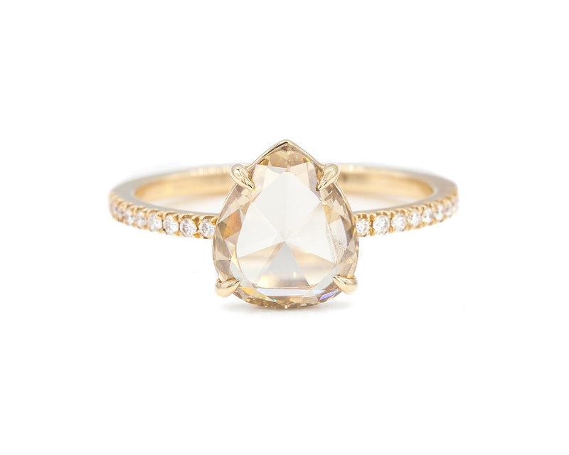 Everett Fine Jewelry 1.56-Carat Champagne Rose Cut Pear Diamond Solitaire