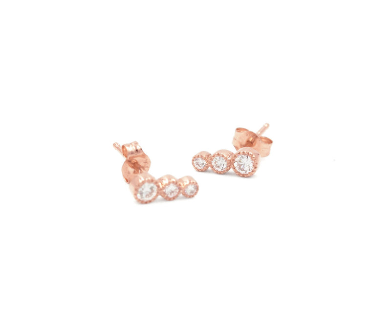 Everett Fine Jewelry Triplet White Diamond Studs