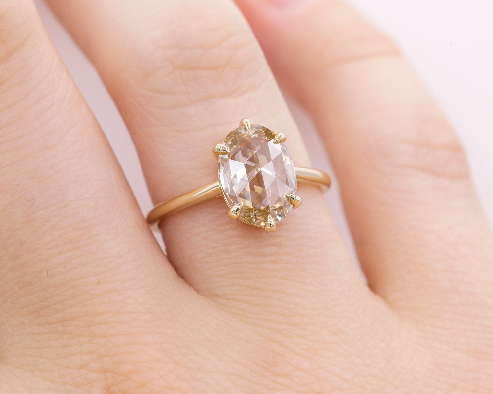Rose cut champagne diamond ring outlet