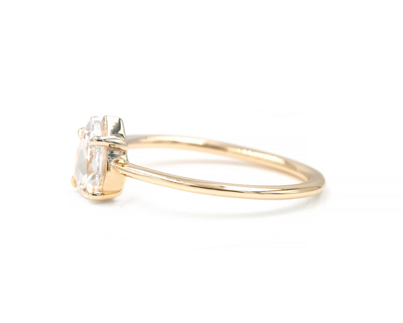 14-Karat Yellow Gold 0.52-Carat Rose Cut Pear Diamond Solitaire Engagement Ring profile