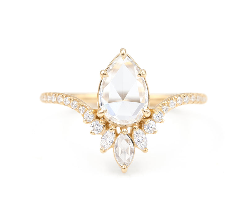 0.56-Carat rose cut pear diamond in the Lotus Settnig 