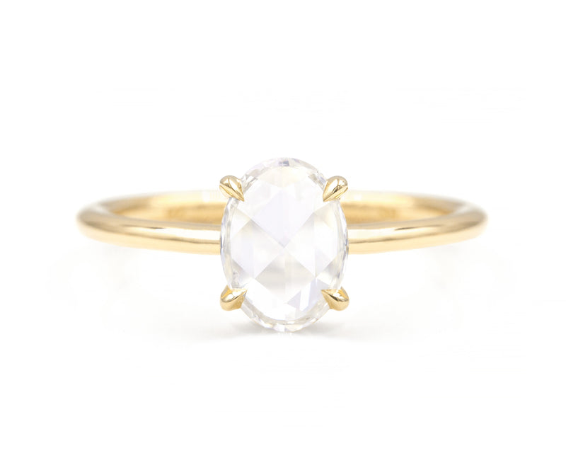 carat rose cut oval solitaire ring