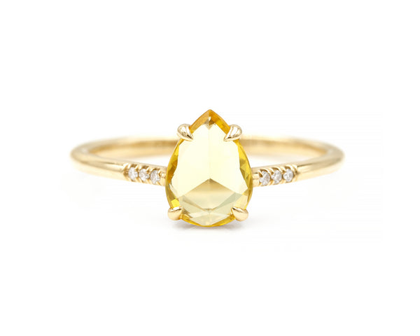 0.84-Carat Rose Cut Yellow Sapphire Ring (Ready to Ship)