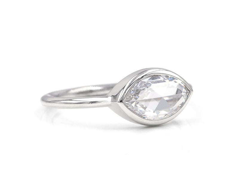 1.02-Carat Rose Cut East-West Marquise Diamond Ring