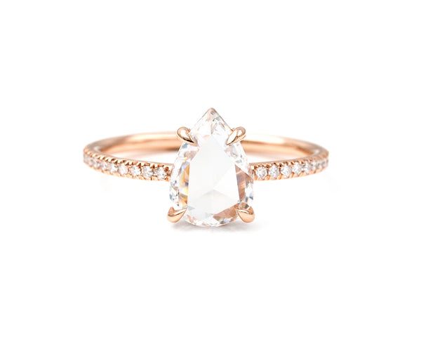 1.12-Carat Rose Cut Pear Diamond Ring