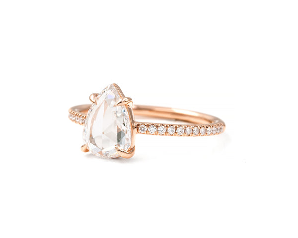 1.12-Carat Rose Cut Pear Diamond Ring