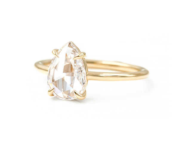 1.13-Carat Pear Rose Cut Diamond Solitaire