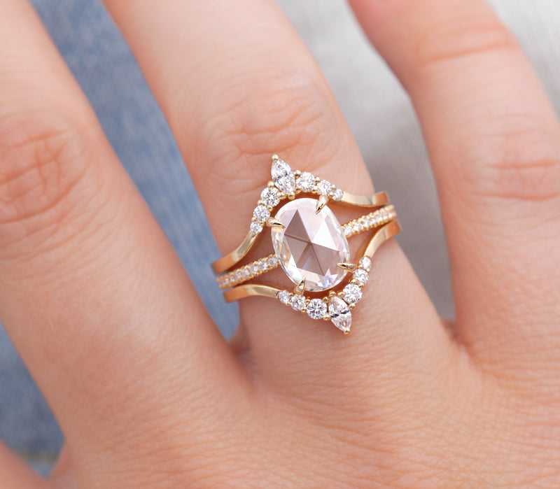 1.22-Carat Rose Cut Oval Diamond Ring