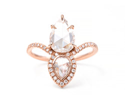 Pear Rose Cut Equilibrium Ring