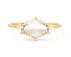 1.24-Carat Champagne Hexagon Solitaire Ring