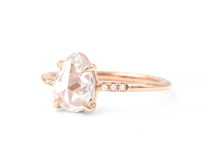 1.31-Carat Rose Cut Pear Diamond Ring