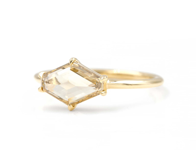 1.42-Carat Champagne Hexagon Solitaire Ring