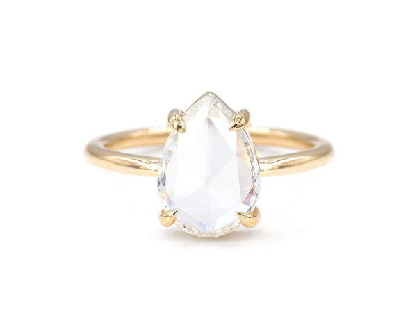 Everett Fine Jewelry 1.58-Carat Pear Rose Cut White Diamond Solitaire