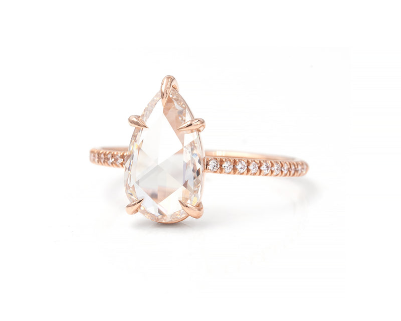 1.84-Carat Rose Cut Pear Diamond Ring