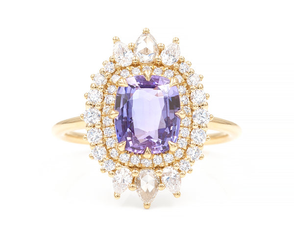 1.99-Carat Cushion Cut Sapphire Cluster Ring