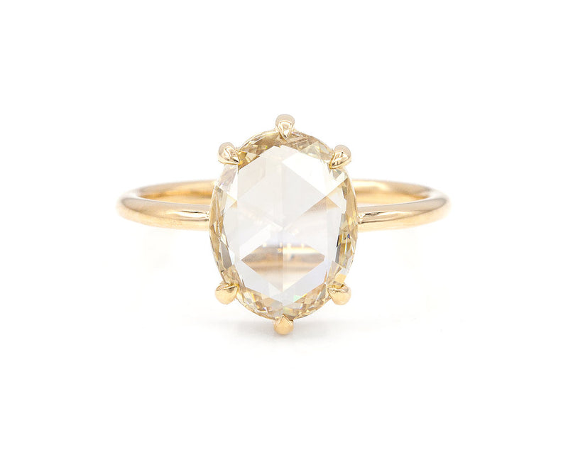 Everett Fine Jewelry 2.42-Carat Champagne Rose Cut Oval Diamond Solitaire