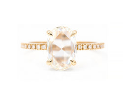 2.01 Rose Cut Oval Diamond Ring front view