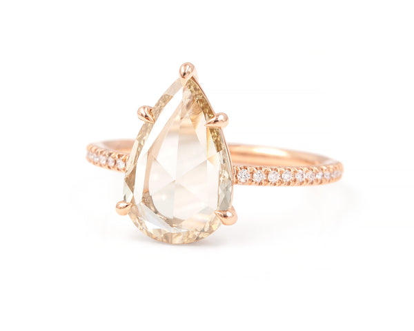 2.02-Carat Rose Cut Pear Diamond Ring