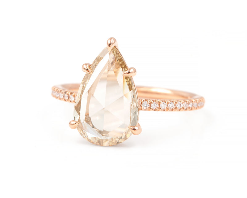 2.02-Carat Rose Cut Pear Diamond Ring