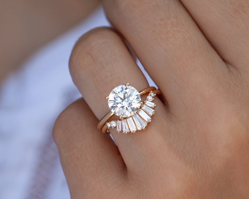 2.32 carat brilliant lab grown diamond on finger alternate closeup - taylor ring