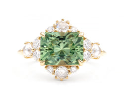 Radiant Cut Mint Green Flare Ring