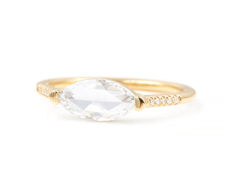 0.86-Carat Rose Cut Marquise Diamond Ring