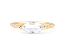0.86-Carat Rose Cut Marquise Diamond Ring