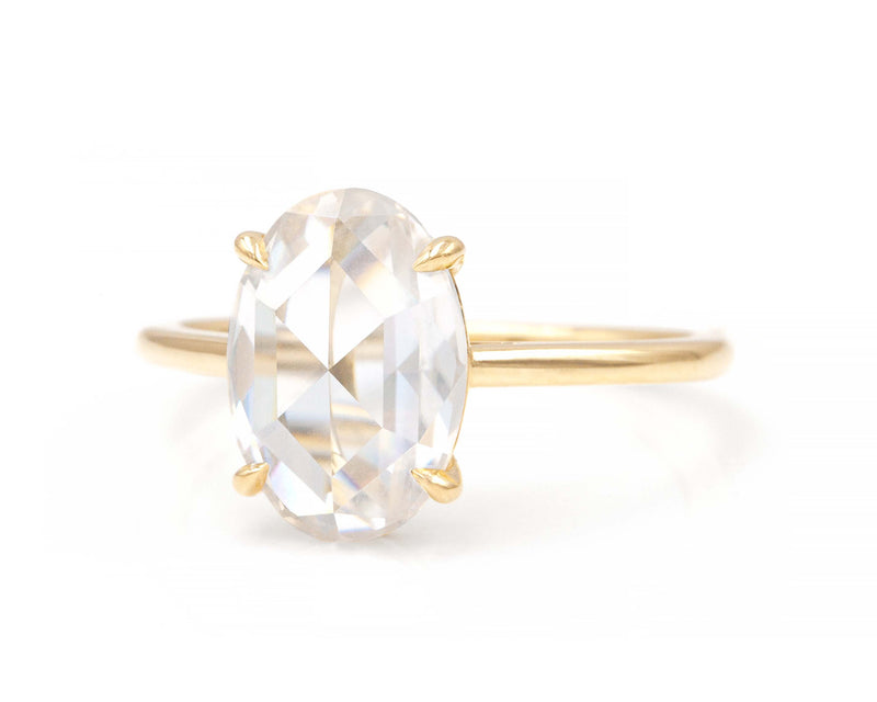 Rose Cut Oval Moissanite Solitaire Ring