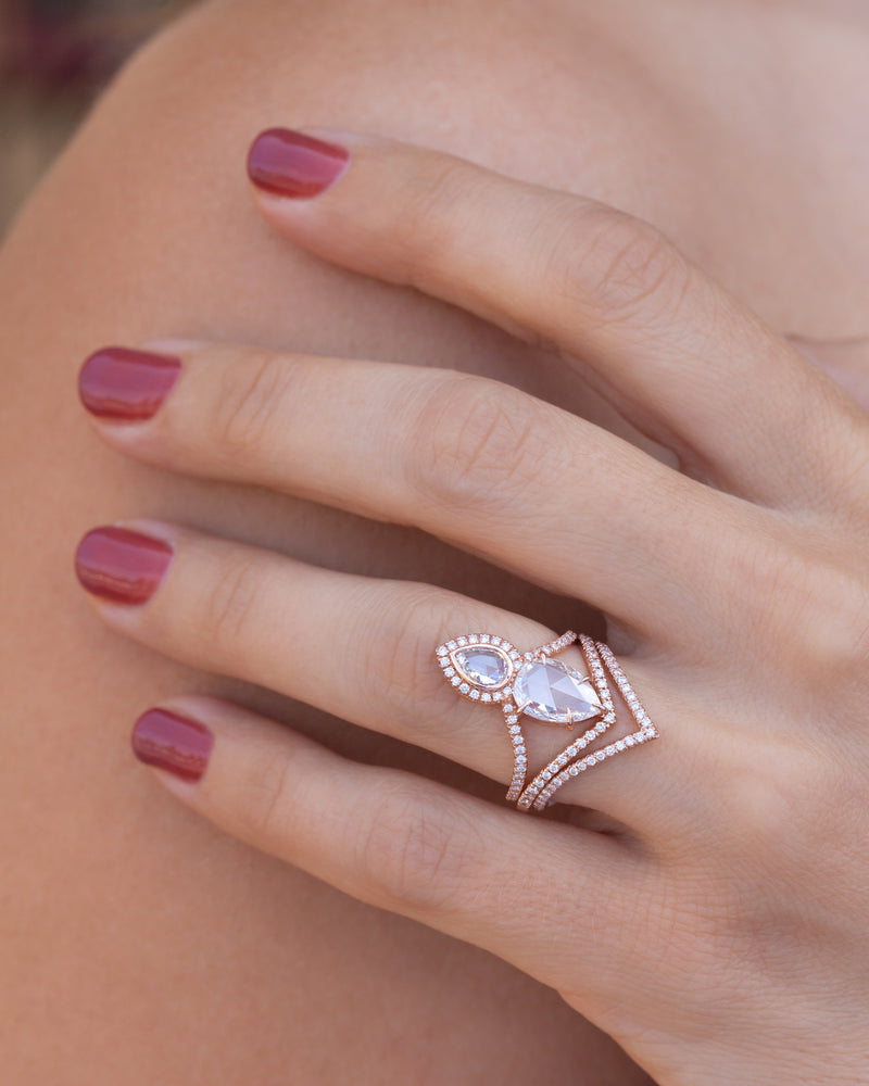 Pear Rose Cut Equilibrium Ring (Ready to Ship)
