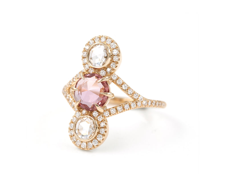 Pink Sapphire Triple Equilibrium Ring (Ready to Ship)