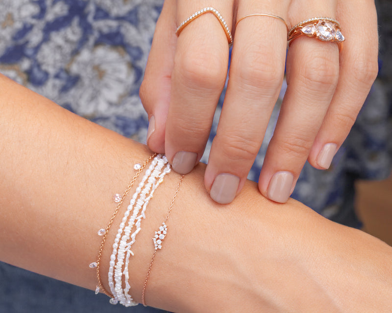 Three Strand Pearl Bracelet on Wrist