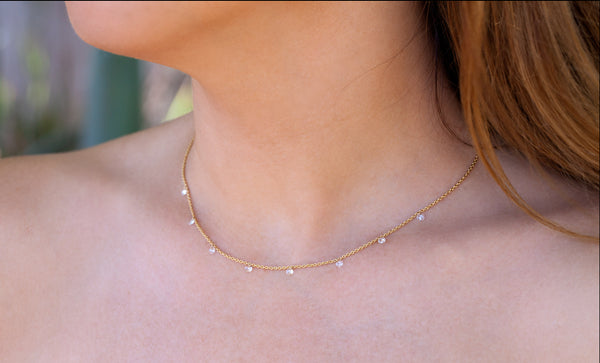 Yellow Gold Quinn Necklace on model