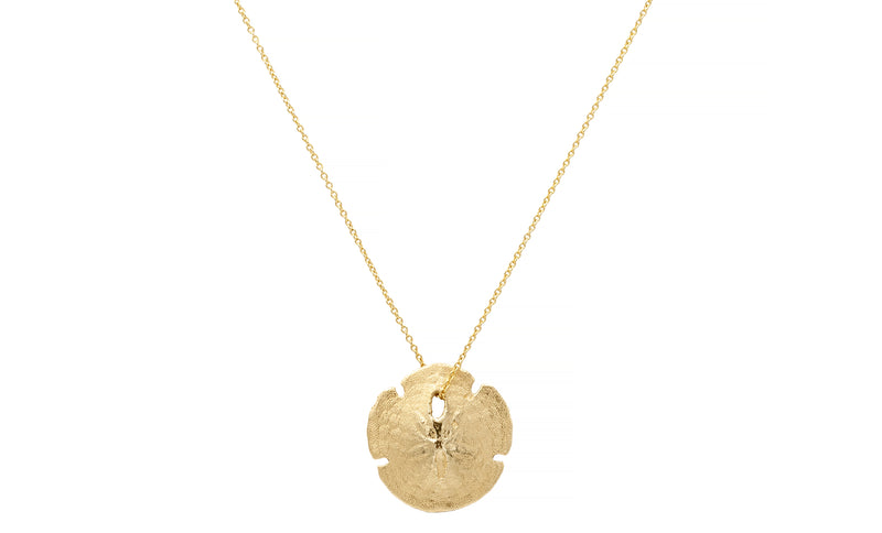 14K Solid Yellow Gold Sand Dollar Charm for Necklace Dainty Thin Small NEW  | eBay