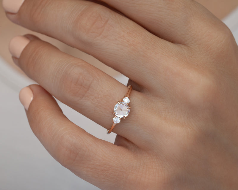 Gray Pear Diamond Ring - Light Gray Pear Rose Cut Diamond Engagement R -  JewelLUXE