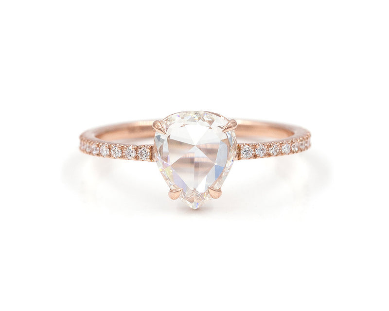 Everett Fine Jewelry 1-Carat White Rose Cut Teardrop Diamond Ring